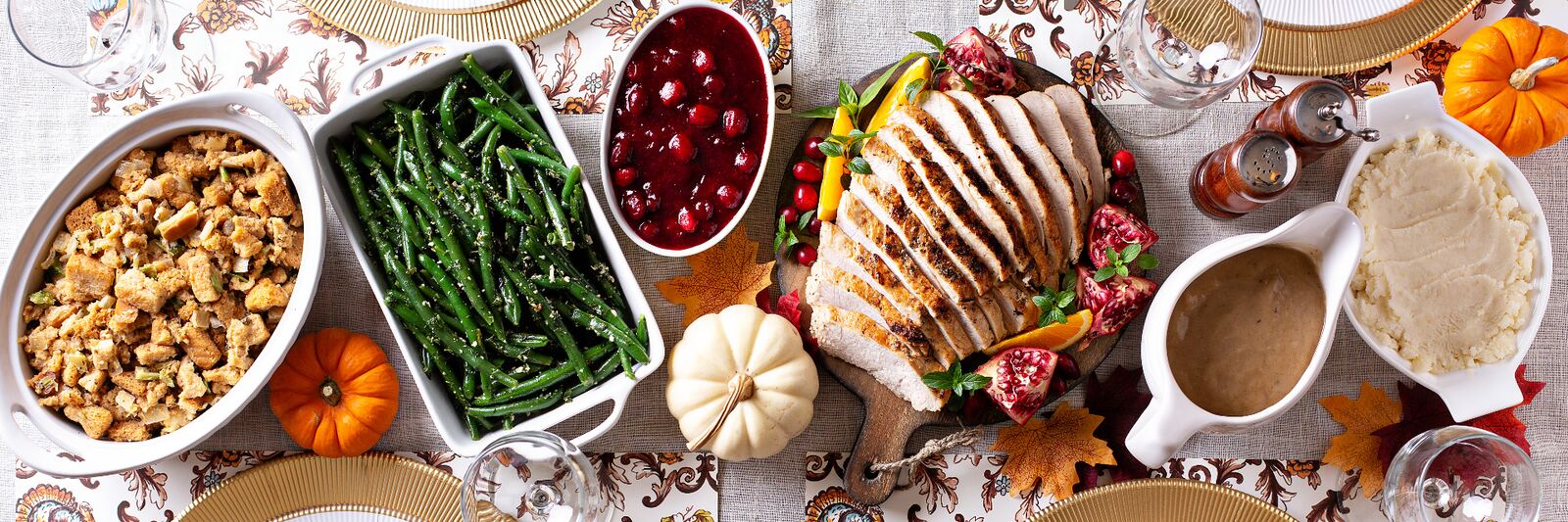 Herb-roasted holiday turkey with rosemary and cranberries carved for holiday catering in Pleasanton and the Tri-Valley